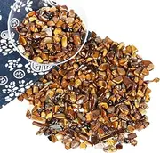 Orientrea 1.1lb Natural Crushed Tiger Eye Crystal Tumbled Chips-Tiger Eye Healing Crystals Chips Bulk, Crushed Crystal Gemstones for Crafts, Beautiful Package for Gift (Tiger Eye)