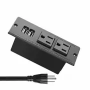 Fire-Resistant Recessed Power Strip Socket w/ 2 Plugs & 2 USB Ports