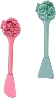 LALADEFIEE 2Pcs Silicone Facial Cleansing Brush Deep Cleaning Face Scrubber for Makeup Removal and Face Masks Dual Ended Design for Skin Care