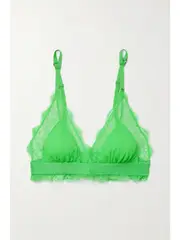 [LOVE STORIES] LOVE STORIES - + Net Sustain Love Recycled Lace Soft-cup Triangle Bra - Bright green - 38A 38A Green