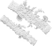 [DEARMAMY] Bridal Lace Garter Set Women's Wedding Lace Flower Garters Lady Lace Garter for Wedding Party White