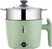 Electric Hot Pot,1.8L Household Rapid Noodles Cooker, Electric Cooker,Multifunctional Cooking Pot，Frying Pan,Mini Steamer,Non-Stick Casserole (Green Steamer Pot)