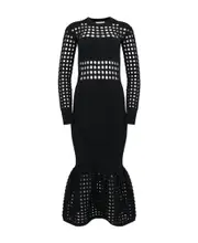 A medium-length knitted mesh dress S,XS black