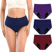 Molasus Incontinence Underwear for Women High Absorbency Period Leakproof Cotton Underwear Bladder Control Panties 3Pack (Regular & Plus Size), Multicolor-3pack, 4X-Large
