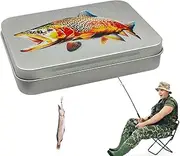Fly Fishing Box, Metal Fishing Hook Box, Double-Sided Fishing Box, Trout Fly Storage Box, Fly Fishing Box with Trout Fly Print, Ideal for Storage and Organization for Beginners and Enthusiasts