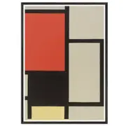 Galrie Piet Mondrian's Iconic Composition with Red, Blue, and Yellow-Abstract Art Print, Black Frame, A2 42 x 60cm (16 x 24inch)