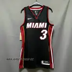 男士全新原裝 NBA 邁阿密熱火 #3 DWYANE WADE JERSEY 熱壓黑色