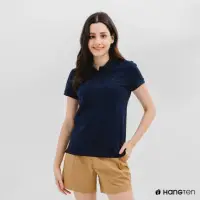 在飛比找momo購物網優惠-【Hang Ten】女裝-腳丫短袖POLO衫-深藍