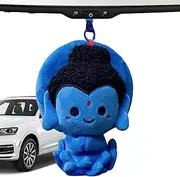 [Generic] Buddha Decoration for Home, Plush Backpack Charm, Plush Buddha Flower Ornaments - Blue Backpack Charm, Portable Handbag Accessory for Keychain, Bags