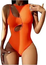 [Generic] Blue Swimsuit Hollow Swimsuit Solid Women Sleeveless Color Strap Swimwears Tankinis Set Yellow Swimsuit