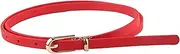 [Wharick] Lady Waistband Decorative Fine Workmanship Faux Leather Alloy Buckle Thin Belt Costume Accessory Red