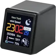 Weather Station Large Display, Mood Barometer, Mini TV for Smart WiFi Weather Station Game Decoration Digital Ornament,Indoor Outdoor Thermometer (Black)