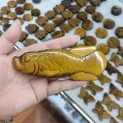 1pc Natural Tiger's eye Quartz Carved Fish Skull Crystal Reiki Healing Gem