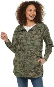 Columbia Womens West Bluff Printed Hooded Jacket Camo Green Size Small