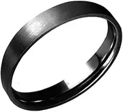 [Gemini] His Her Black Comt-Fit Flat Ring Brushed Wedding Titanium Ring Valentine Day Gift 4mm 6mm