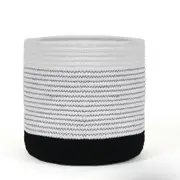 Yarra Textiles Multi-purpose Cotton storage basket B&W (25 Cm X 25 Cm X 25 Cm) White-Black