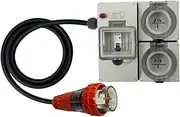 Power Board 3 Pin 32 Amp Single Phase to 2 x 3 Pin 15 Amp Single Phase Outlet RCBO Protected
