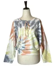 Young Fabulous & Broke Sweatshirt Women Medium Payton Tie Dye Tie Neck Retro