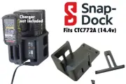 Snap‑Dock Wall Mount Bracket Holder for Snap‑on CTC772A 14.4V Charger – Black