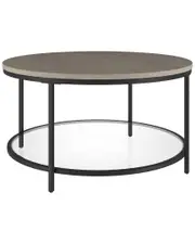 Abraham + Ivy Sevilla 32'' Wide Round Coffee Table With MDF Top And Glass Shelf
