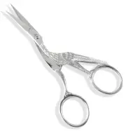 4.5" Stork Embroidery Scissors Cross Stitch Sewing Scissors Cutter Silver Plated