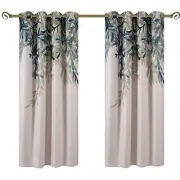 95" Weeping Leaves Blackout Curtains - Digital Print Floral Grommet Top