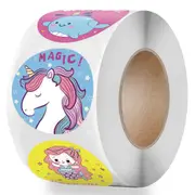 500pcs Reward Sticker for Kids Mermaid Unicorn Animal Cute Pattern 1 inch 8 Designs School Teacher Supplies Child Sticker