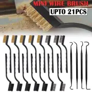 Stainless Steel Nylon Brass Scrub Brushes Metal Remover Mini Wire Brush Set