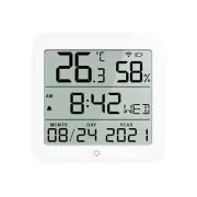 WiFi Connected LCD Display Temperature and Humidity Monitor with Multi-Function Clock and Alarm Features Supports Celsiu