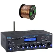 Pyle PDA63BT Bluetooth Home Audio Amplifier Receiver, 50 Feet Speaker Wire