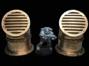 Gold Vents Terrain (x2) Warhammer 40k Ventilation Drainage Pipe Painted Scenery