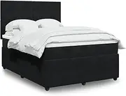 Generic Box Spring Bed with Mattress Black Queen Velvet,3292601