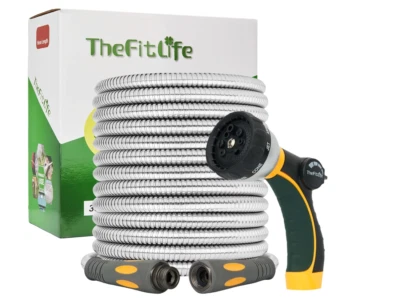 TheFitLife Flexible Metal Garden Hose - 50 FT Lightweight Stainless Steel Water