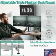 Fully Adjustable Triple Monitor Desk Mount Three Monitor Stand Screens up to 27"