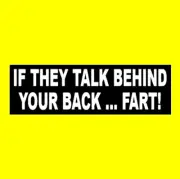 Funny "IF THEY TALK BEHIND YOUR BACK ... FART" rude decal BUMPER STICKER