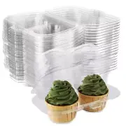 100PCS Cupcake Containers 2 Count Clear Cupcake Boxes Disposable Cupcake Hold...