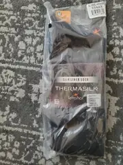 2pr Terramar Thermasilk Over the Calf Silk Sock Liners Black Medium 6-8.5 Mens