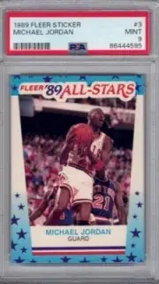 Michael Jordan 1989 Fleer Sticker #3 PSA 9 -perfect center Chicago Bulls NBAHOF