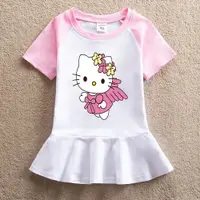 在飛比找蝦皮購物優惠-凱蒂貓 Hello Kitty女寶寶洋裝夏季薄款 兒童學院風