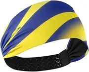 [Yoogain] Abstract Art Yellow Blue Non-Slip? Athletic Headbands Elastic sweatbands for Women for Yoga Running Football Gym