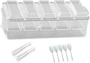 Perfeclan Ice Cooled Condiment Serving Container 5 Compartment Sturdy Serving Platter for Outdoor Indoor Party Supplies Restaurant Work