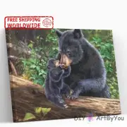 Paint By Numbers Kit Bear Animal Kids DIY Brush Acrylic Canvas Adult Beginner