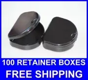 100 Black Denture Retainer Box Orthodontic Dental Case Mouth Tray Brace Bleach