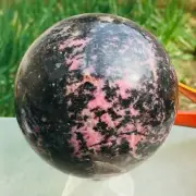 1088g Natural Pink Black Rhodonite Polished Sphere Quartz Crystal Ball Healing