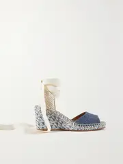 [Chloé] Chloé - + Net Sustain Piia Denim And Canvas Espadrille Wedge Sandals - Blue - IT40 IT 40 Blue