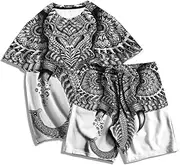 [DSAoTeng] Men's Animal Elephant 3D Printed T-shirt + Shorts Set Summer Tracksuit Two Piece Set Casual Sportswear