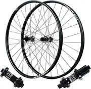 ZECHAO MTB Bike Wheelset 26/27.5/29",Mid Lock Disc Brake Straight Pull 28 Holes Thru-Axle 110mm/148mm for 8-12 Speed Front Rear Wheel Wheelset(Black -HG,27.5inch)