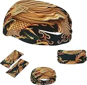 FJWSLCH Dragon chinese background Headbands for Women Men Non Slip Workout Sweatbands Adjustable Sports Hair Bands Elastic Head Bands Moisture Wicking Hairband for Running, Cycling, Yoga, Spa