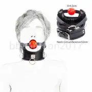 Restraint PU Leather Choker Collar With Silicone Open Mouth Gags Binding Leash