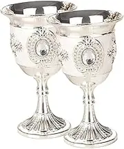 SHOWERORO Unbreakable White Wine Glasses 2pcs Alloy Goblets Metal Cup Small Wine Cup Safe for Daily Use Random Style